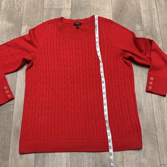 Womens Talbots Cable Knit Crewneck Red Holiday Pullover‎ Sweater - Picture 4 of 8